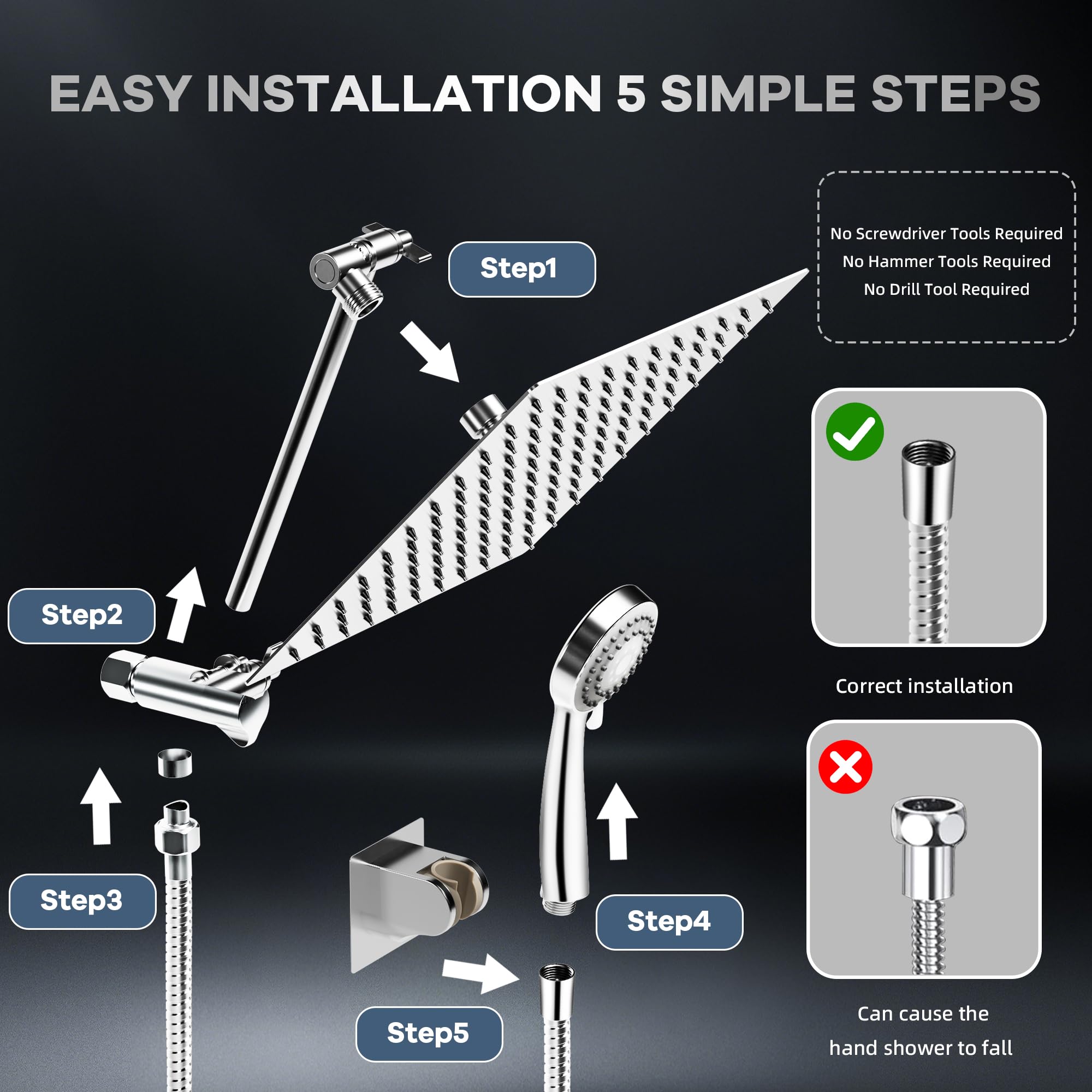 GarveeLife CLJ-FOBRH51QGR5 Showerhead-Bar-Panels - View #4