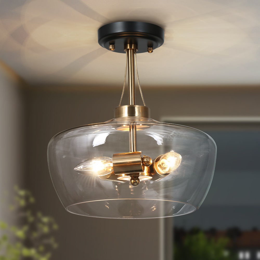 ZEVNI L3BUFBRYW4783S58 Madlen 3 -Light 12-in Matte Black Semi Flush Mount Light