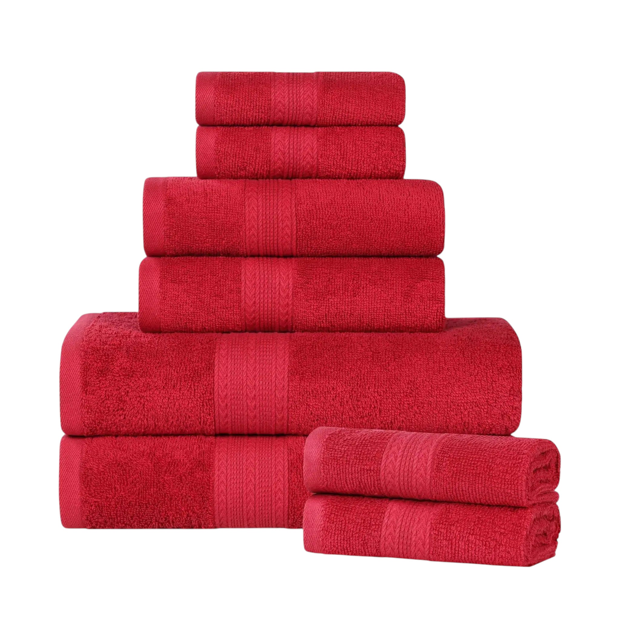 Slickblue 6-Piece Ringspun Cotton Terry Bath Towel Set for Bathroom Guest Room Apartment and Dorm Multiple Color Options