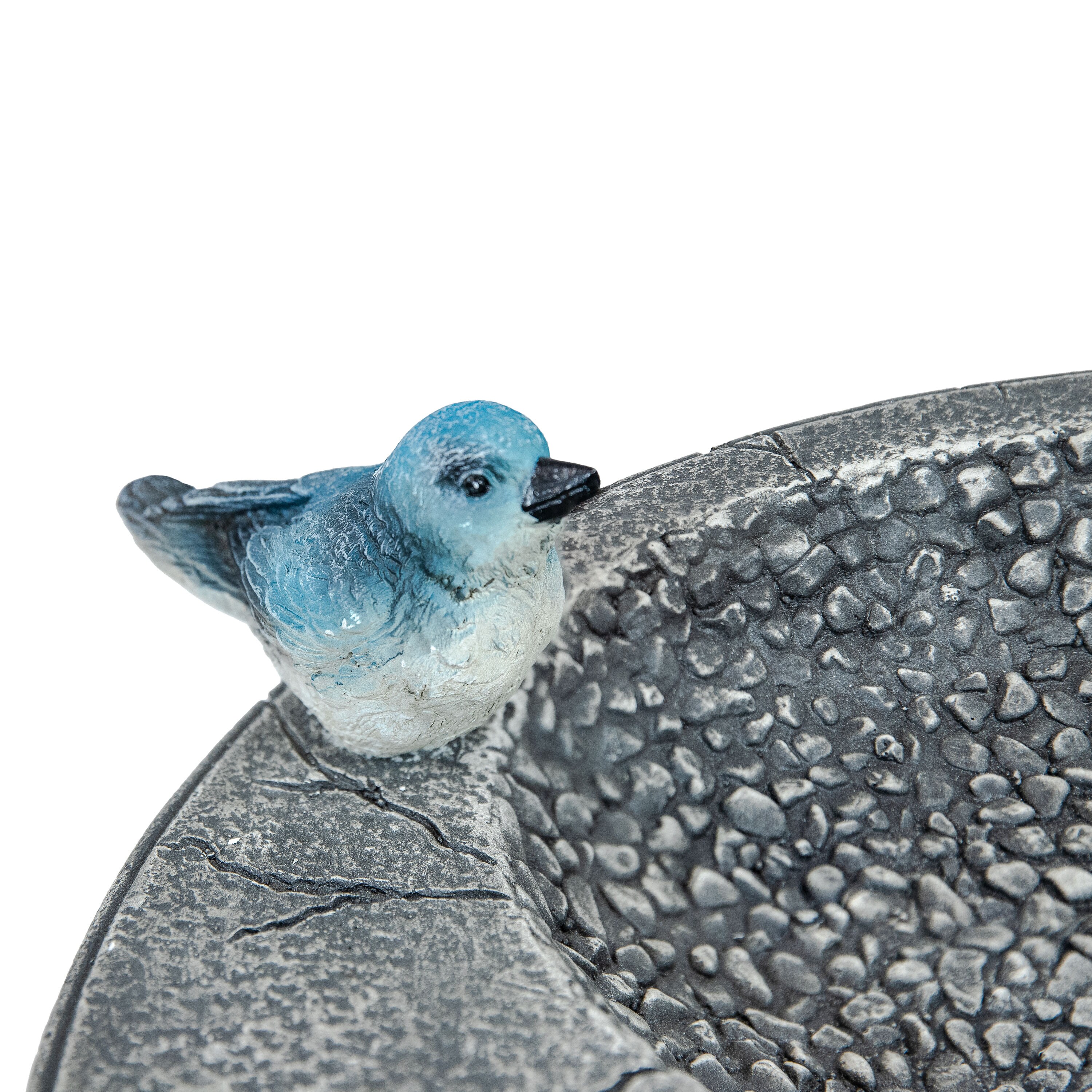 Gray Polyresin Bird Bath with Feeder Compartment, 27" Tall