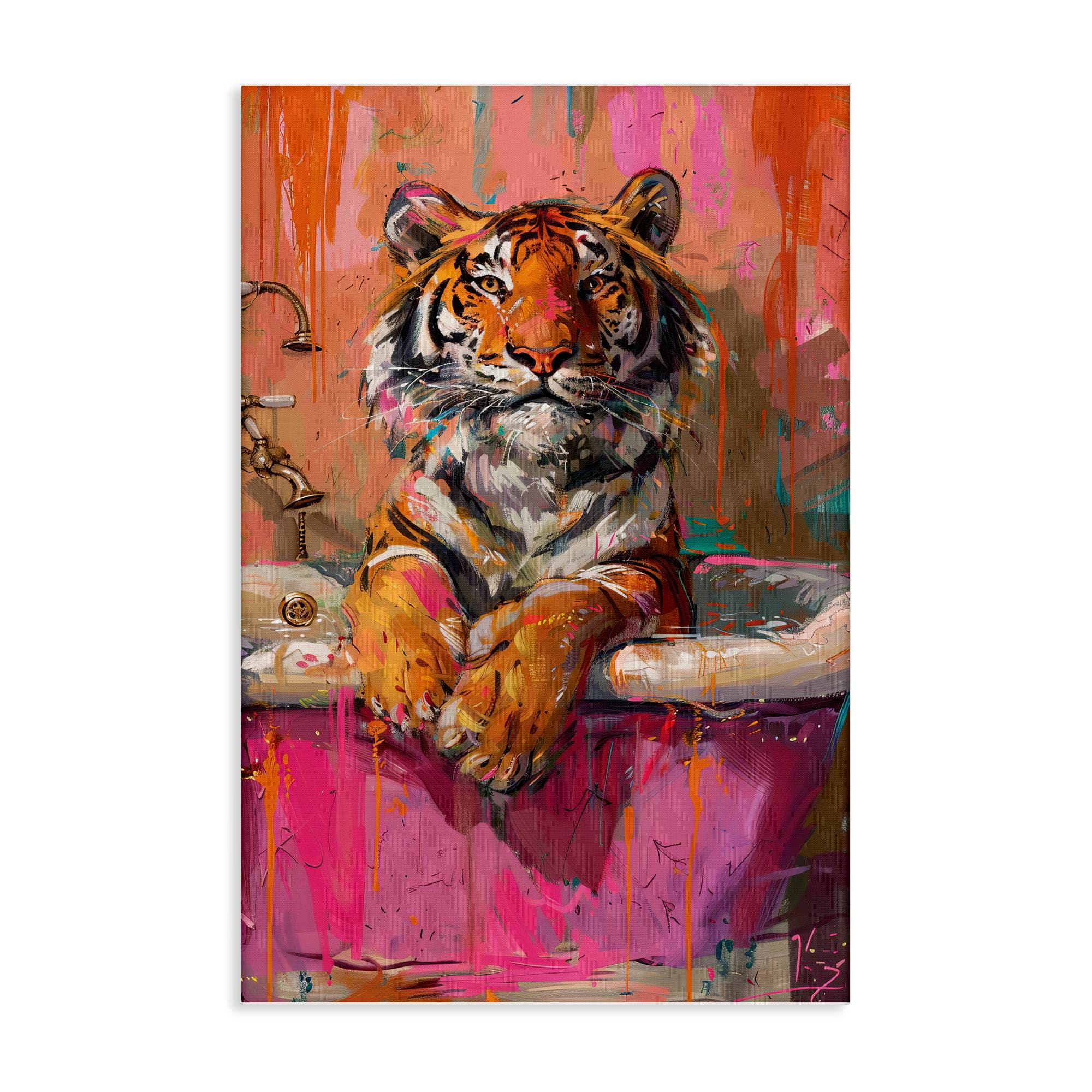 Stupell Industries BT-842-CN-30X45 Fresh Abstraction Tiger in Bathtub Canvas Wall Art By LSR Design Studio 30 x 45