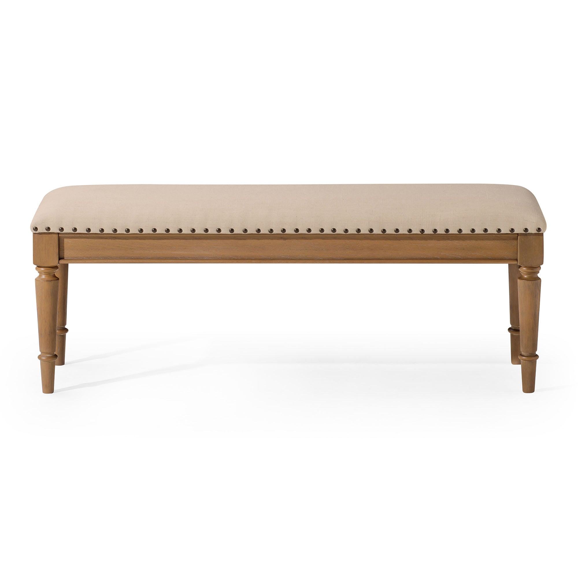 Maven Lane 324546 Elizabeth Traditional Wooden Upholstered Bench Padded Seat for Kitchen Dining Room Table or Entryway in Antiqued Natural Finish