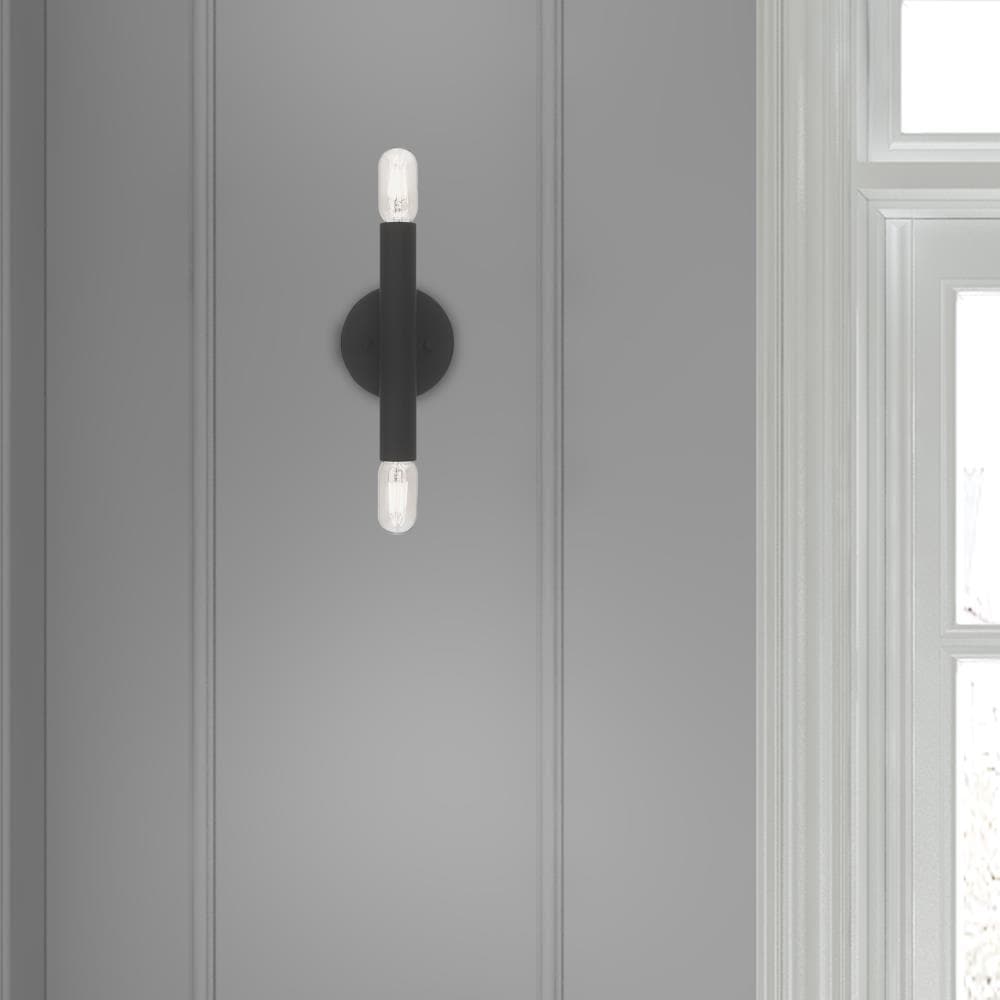 Copenhagen Dual-Light Black Steel ADA Wall Sconce