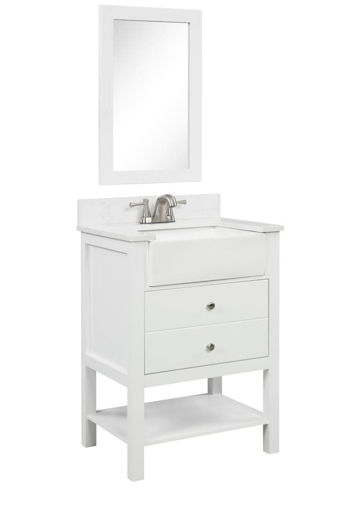 Style Selections 25 In White Farmhouse, Farmhouse Sink Bathroom Vanity 24 Inch