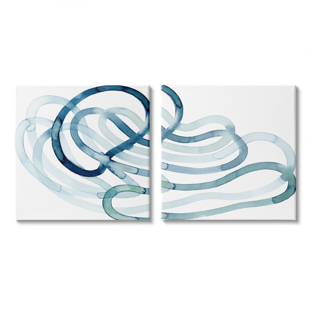 Stupell Industries A2-068-CN-2PC-24X24 Lively Organic Abstract Line with Blue Ombre Grace Popp 24-in H x 24-in W Abstract Print on Canvas
