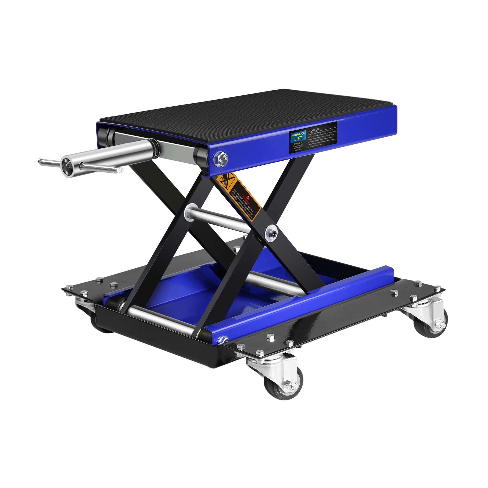 Kahomvis YS-QPW1-262 1100 Lbs Steel Wide Deck Motorcycle Lift Atv Scissor Lift Jack with Dolly and Hand Crank Bikes Garage Repair Hoist Stand Red