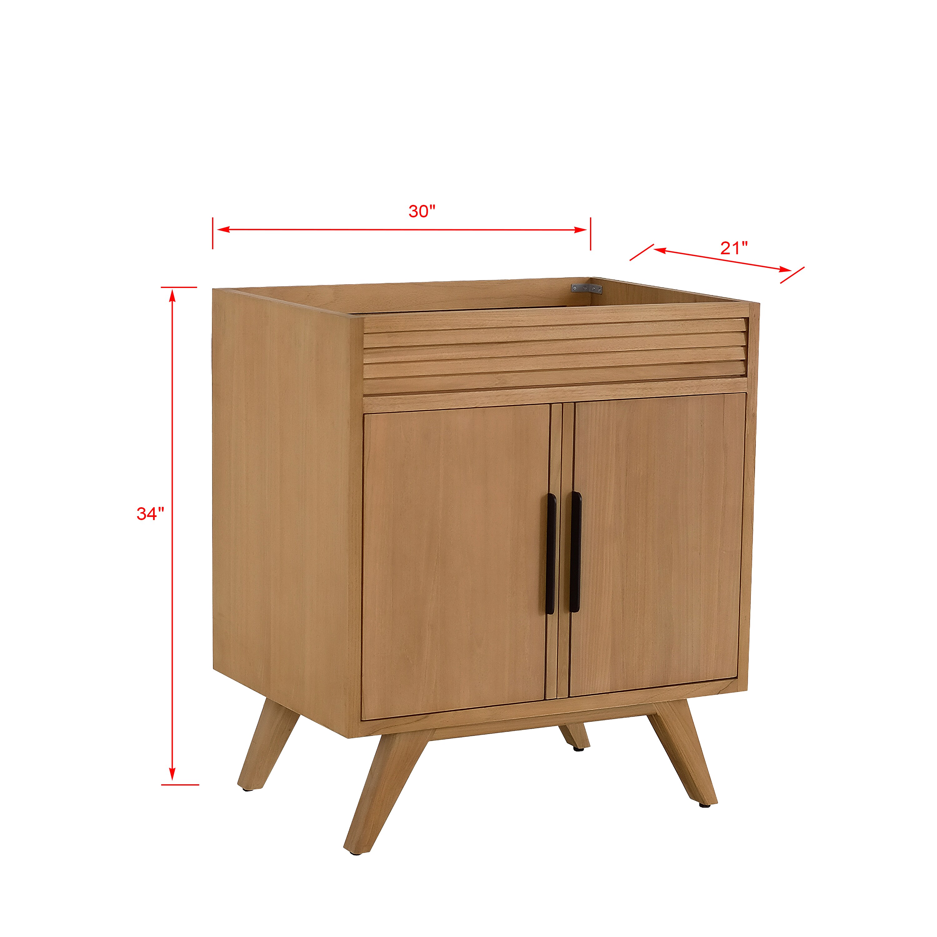 Natural Teak Mid-Century Modern Single Sink Vanity Base