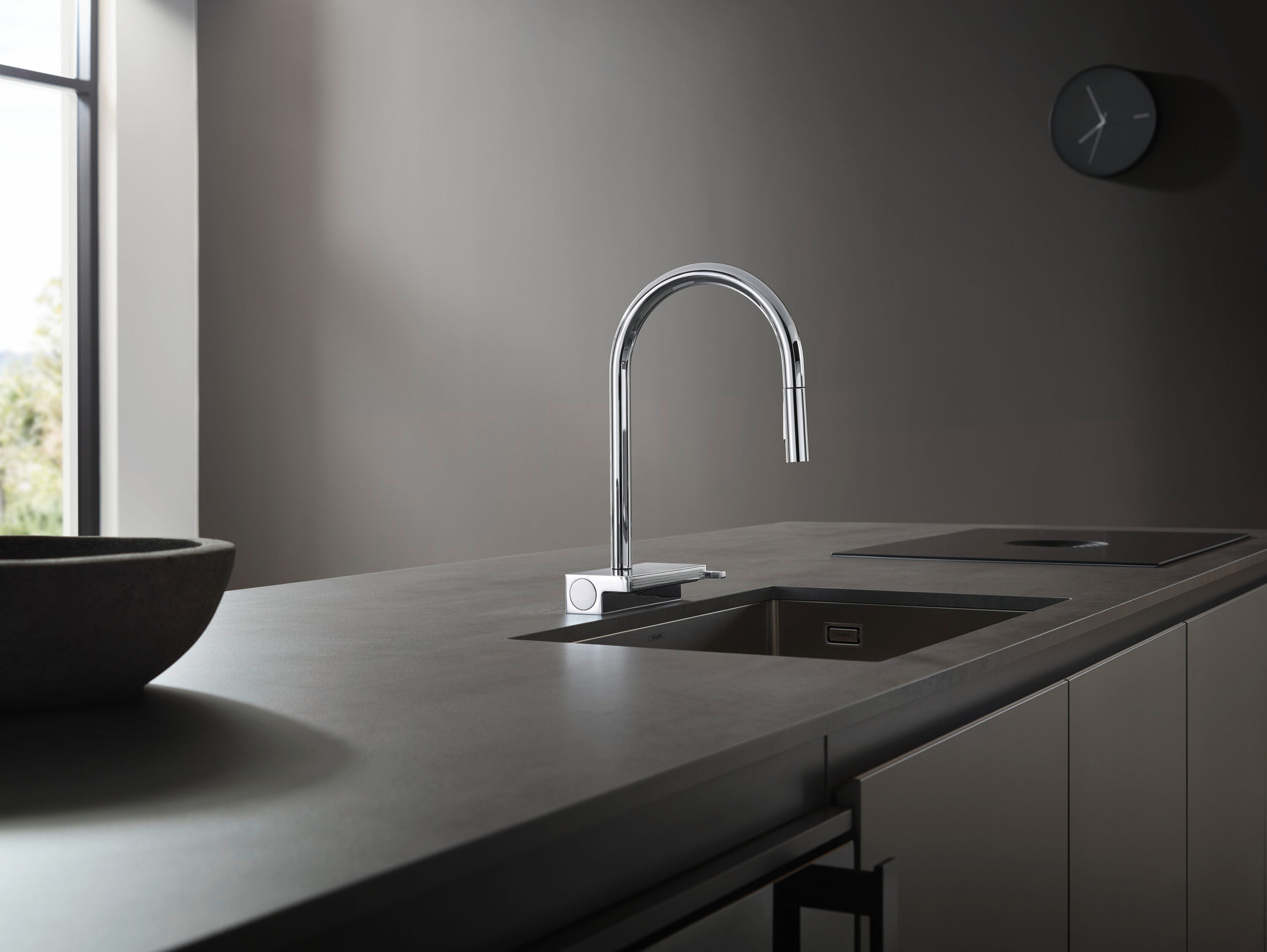 Polished Nickel High Arc Kitchen Faucet with Pull-Out Spray