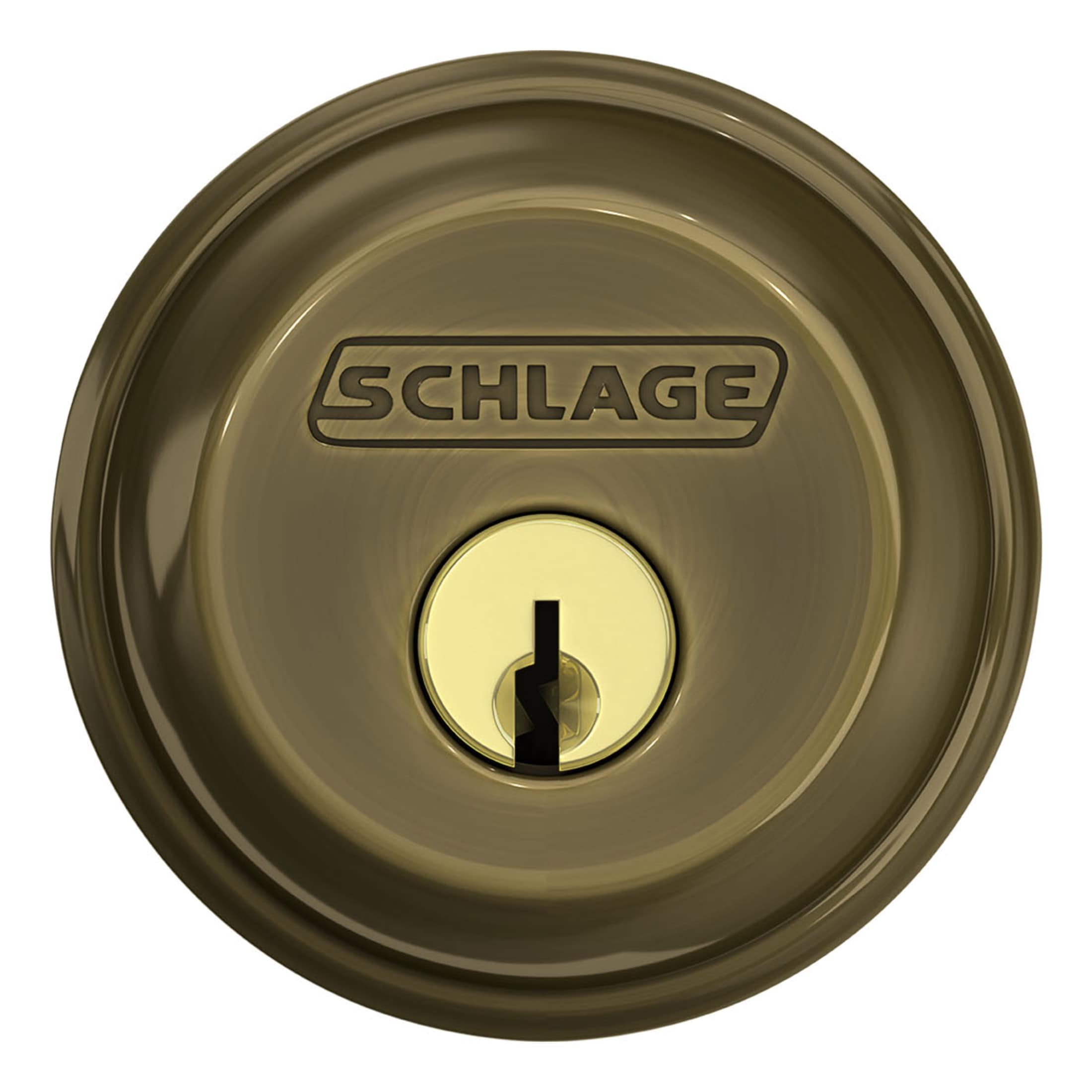 Schlage Camelot Antique Brass Single-Cylinder Deadbolt Keyed Entry