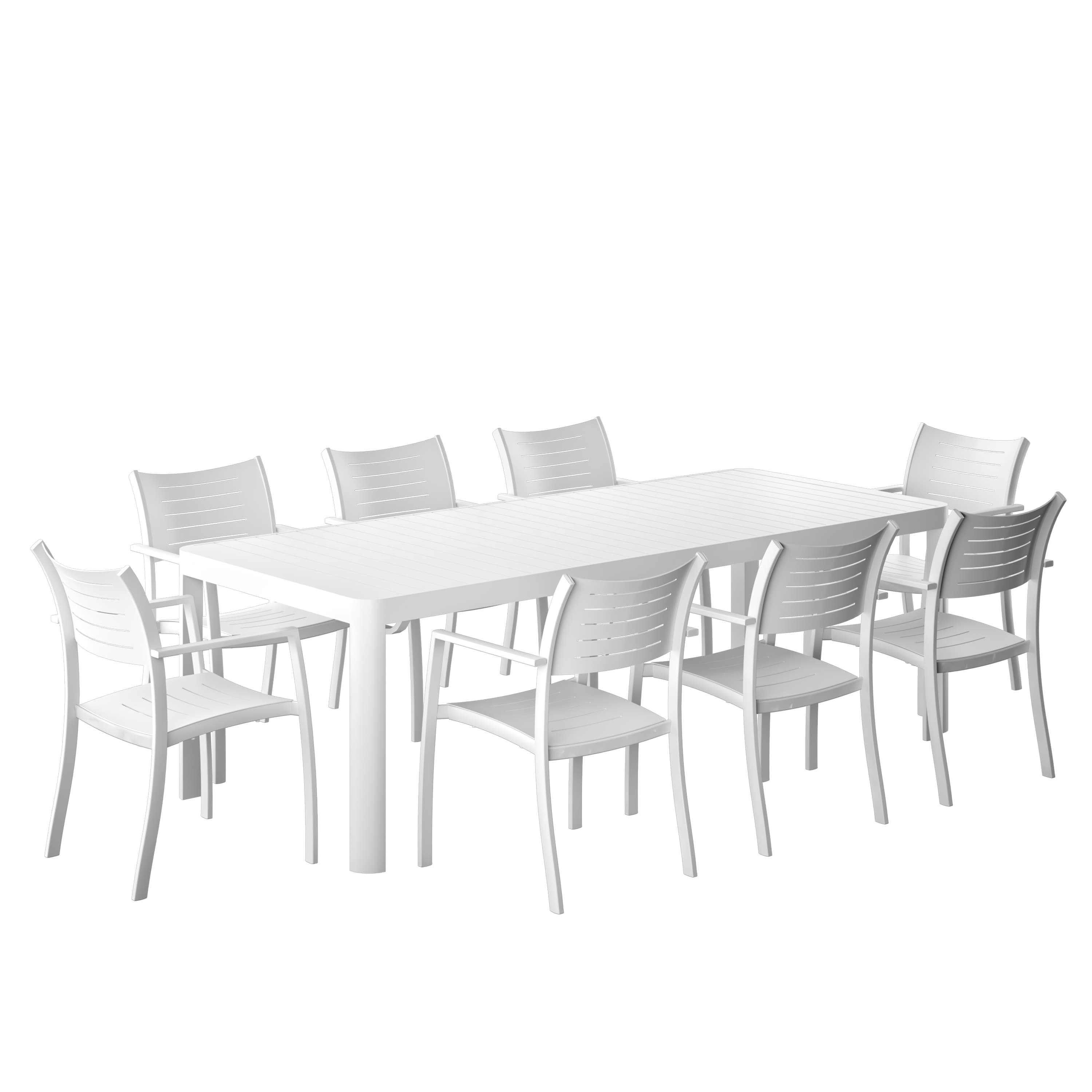 Amazonia CALEXTWHT-8PORTNWHT Urban Elements Sumatra Patio Dining Set for 8 – Perfect for Family and Friends - Modern and Stylish Dining Table with Chairs