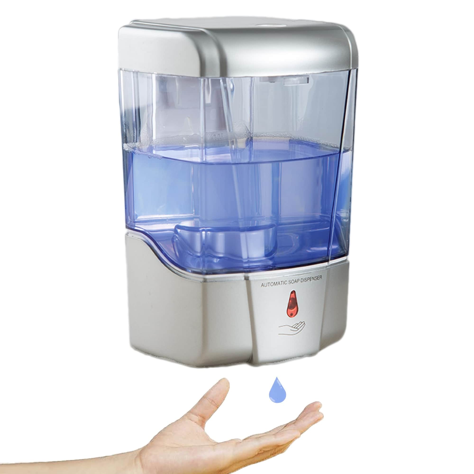 LILILIAN FMY Automatic Sensor Soap Dispenser Wall Mount Silver Touchless Hand Sanitizer Dispenser for Bathroom with Gel or Liquid 20 Oz Capacity #LRO0820E624