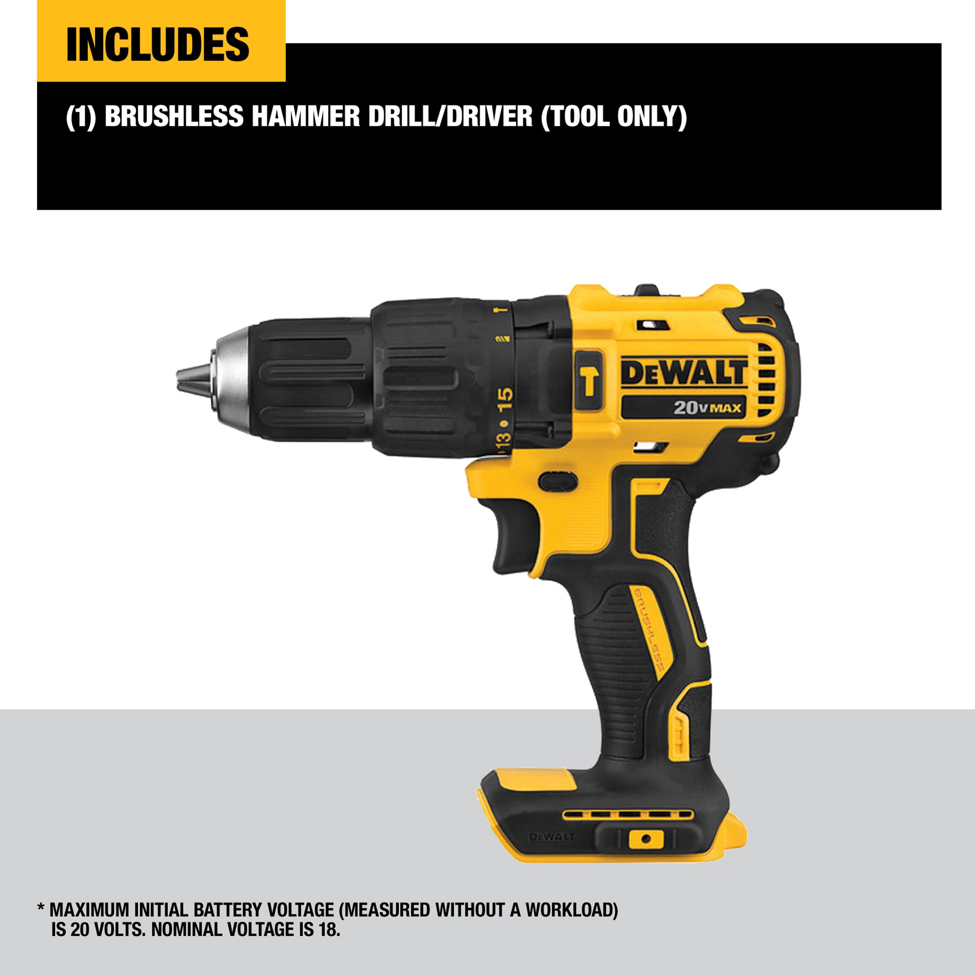 DEWALT 1/2-in 20-volt Max-Amp Variable Speed Brushless Cordless Hammer Drill  (Bare Tool) in the Hammer Drills department at