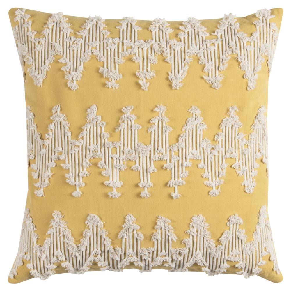 Rizzy Home T11173 Poly Filled Pillow 20-in x 20-in Yellow Square Indoor Decorative Pillow
