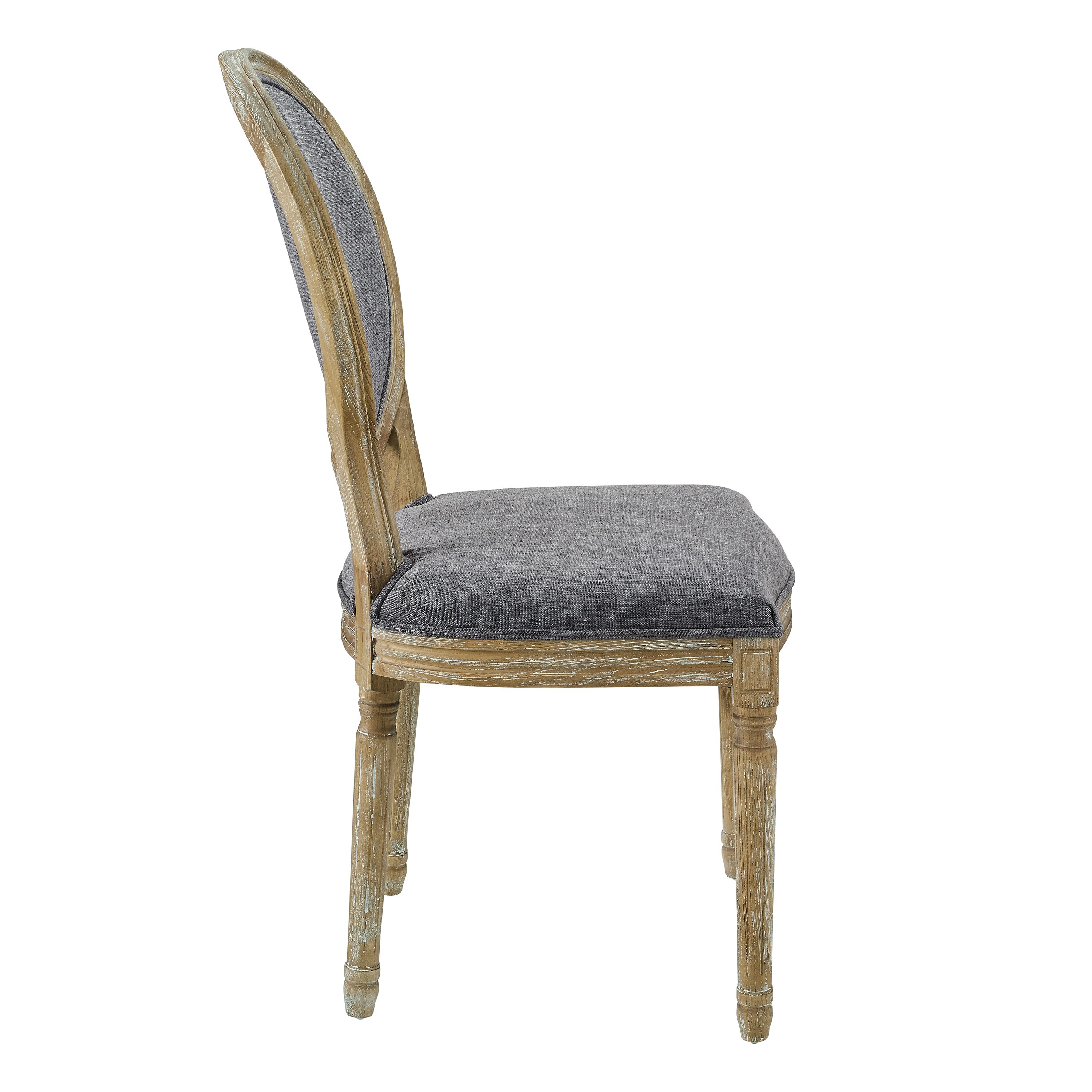 Dark Natural Brown Upholstered Oval Back Side Chair Set