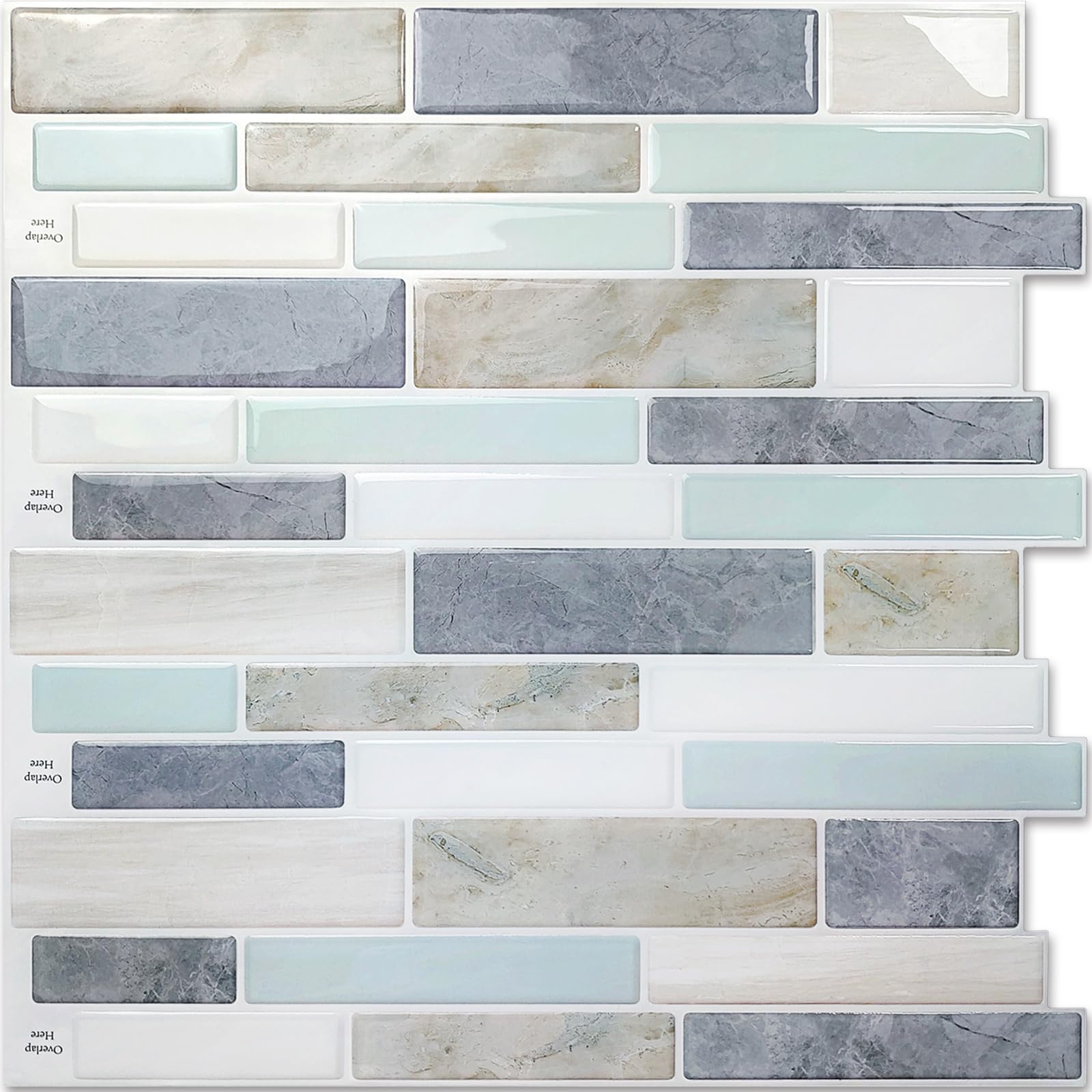 Yichuhaoxi  10 Sheet Peel and Stick Backsplash Tile 12 x 12 Light Beige Statuario White Self Adhesive Wall Tile for Kitchen Bathroom Easy to
