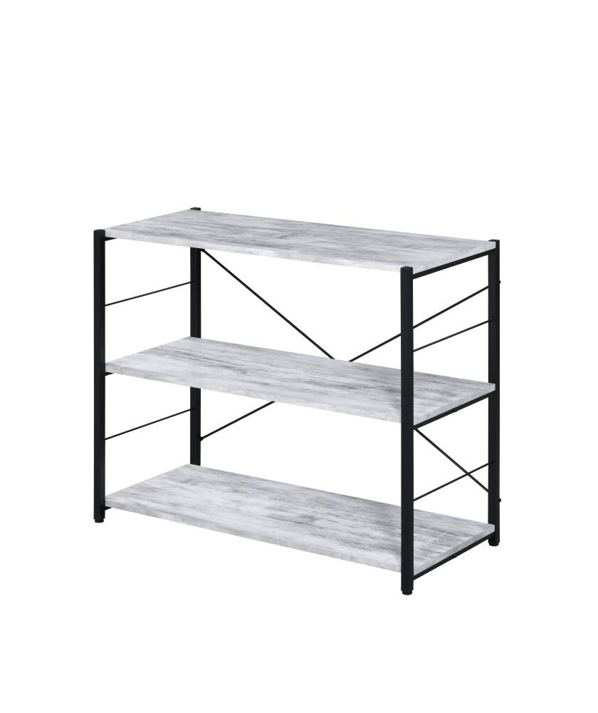 ACME FURNITURE 92771 Tesadea Weathered White and Black Metal 3 -Shelf Bookcase ( 32-Inches W x 30-Inches H x 13-Inches D ) Metal