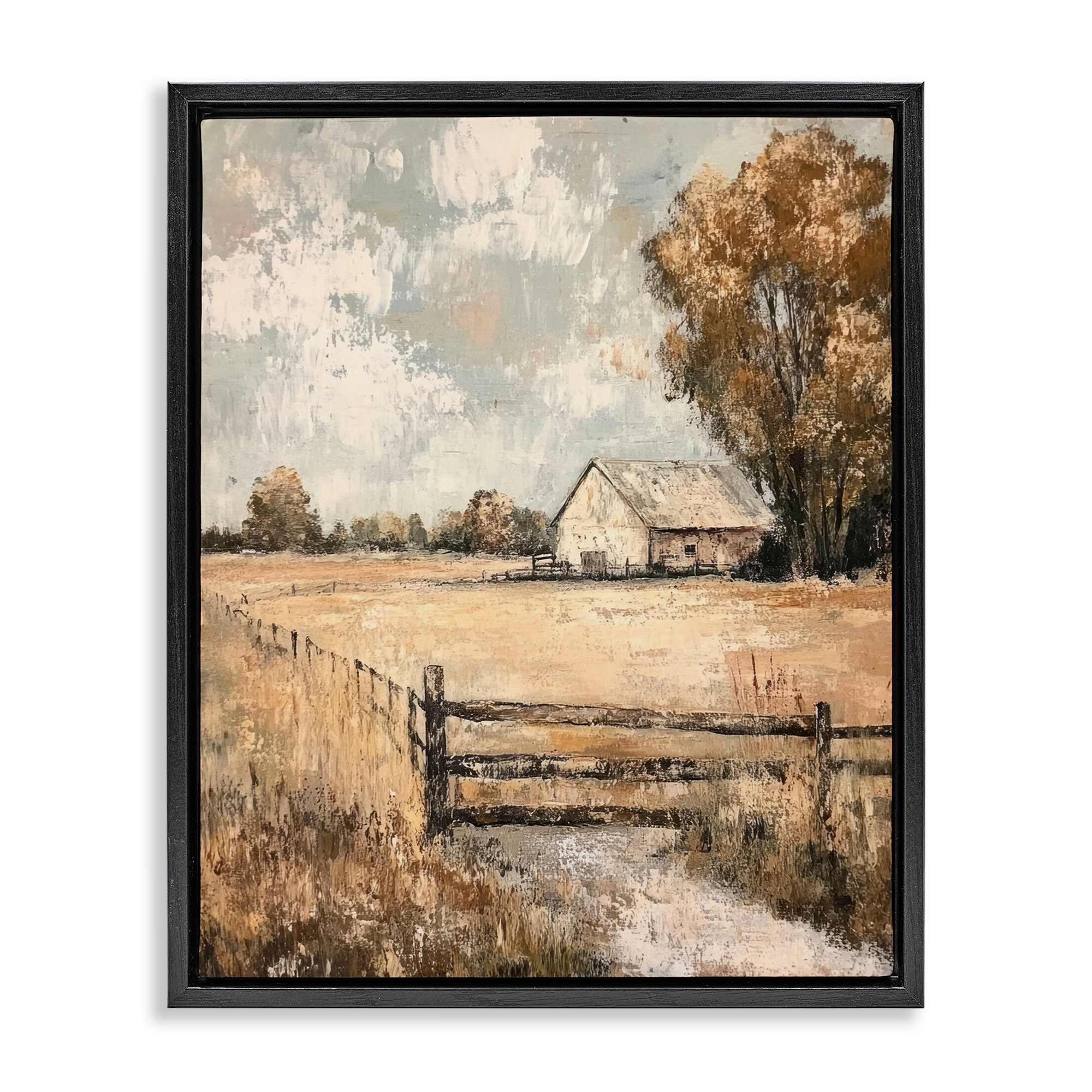 Stupell Industries BT-834-FFB-24X30 Fenced In Farm View Black Framed Floater Canvas Wall Art By Petal Prints Design 25 x 31