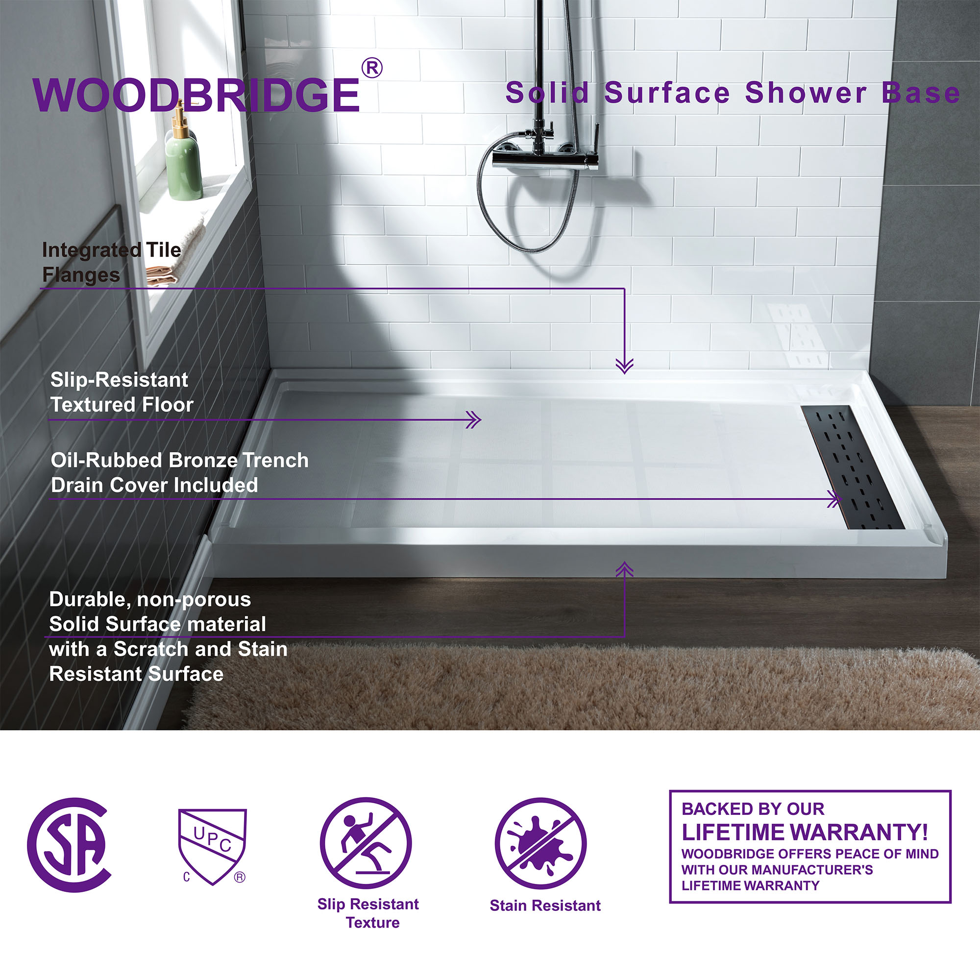 Woodbridge 32-in W x 48-in L with Right Drain Shower Base (Whie) in the ...