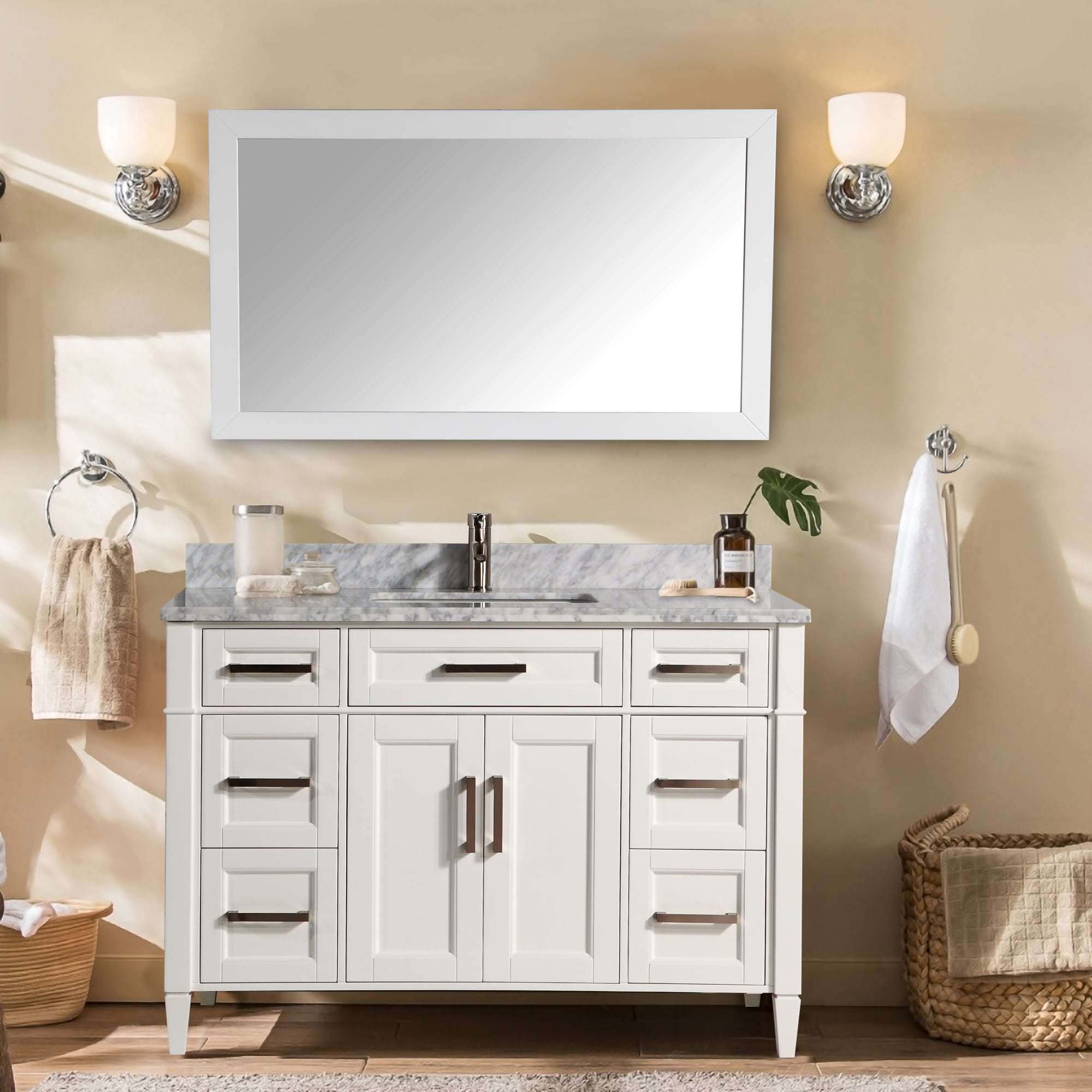 Vanity Art Savona 60-in White Undermount Single Sink Bathroom Vanity ...