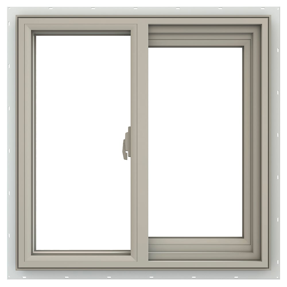 JELD-WEN LOWOLJW138500663 V-2500 23-1/2-in x 23-1/2-in Desert Sand Exterior Desert Sand Interior Right-Handed Vinyl Sliding Window Annealed Glass (Full Screen Included)