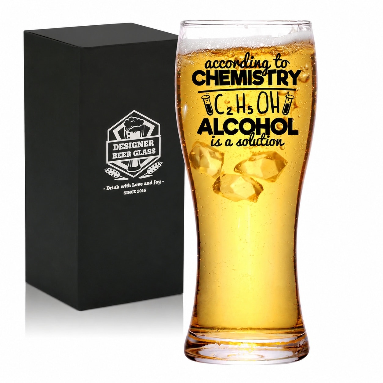 Aoibox  15 oz Chemistry Science Hourglass Design Lead Free Beer Pint Glass Novelty Barware Drinkware Gift Idea