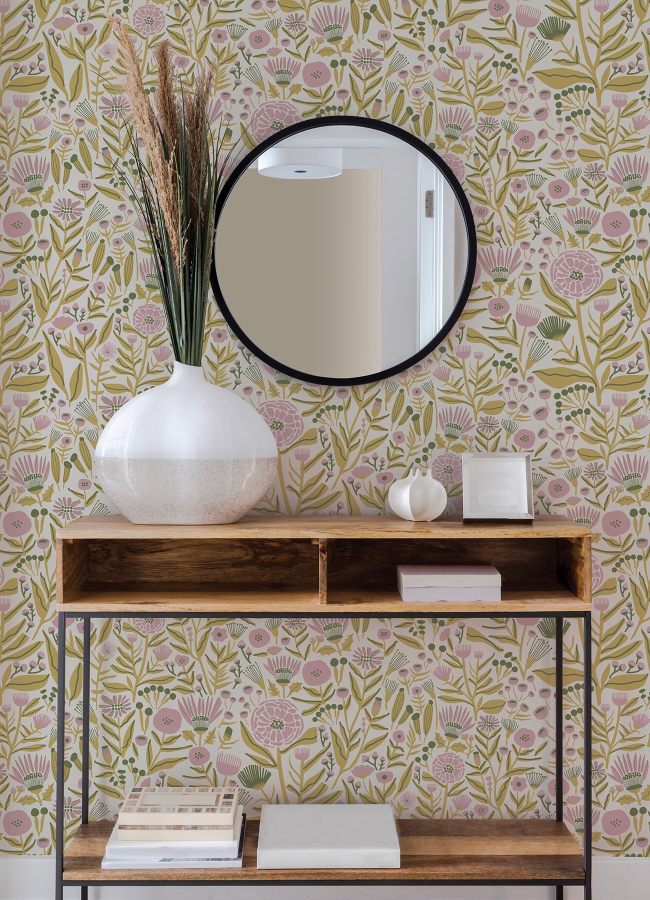 Leah Duncan Pink and Yellow Floral Vinyl Peel & Stick Wallpaper
