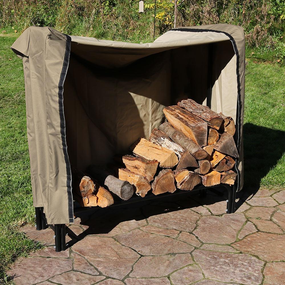 Sunnydaze Decor QX-4LR-4LRC-KHAKI Firewood-Storage - View #3