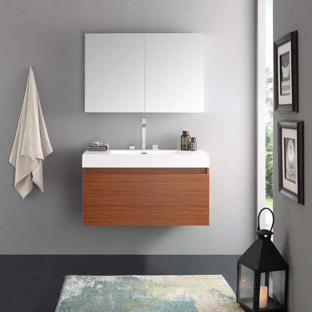 Fresca Livello 24 in. Teak Modern Bathroom Vanity with Medicine Cabinet