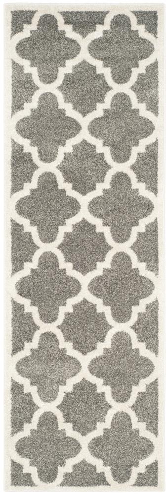 Safavieh AMT423R-211 Pompey 2 x 11 (ft) Loomed Polypropylene Dark Gray/Beige Rectangular Indoor/Outdoor Trellis Runner rug