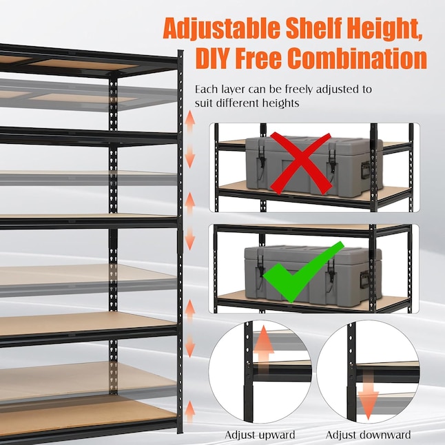 32 Unit Rack Assile Metal 5-Tier Garage Shelving Unit Heavy Duty Adjustable Storage ...