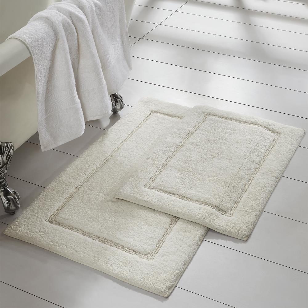 Amrapur Overseas 5CN2KBTE-WHT-ST Solid cotton bath mat 21-in x 34-in White Cotton Bath Mat Set