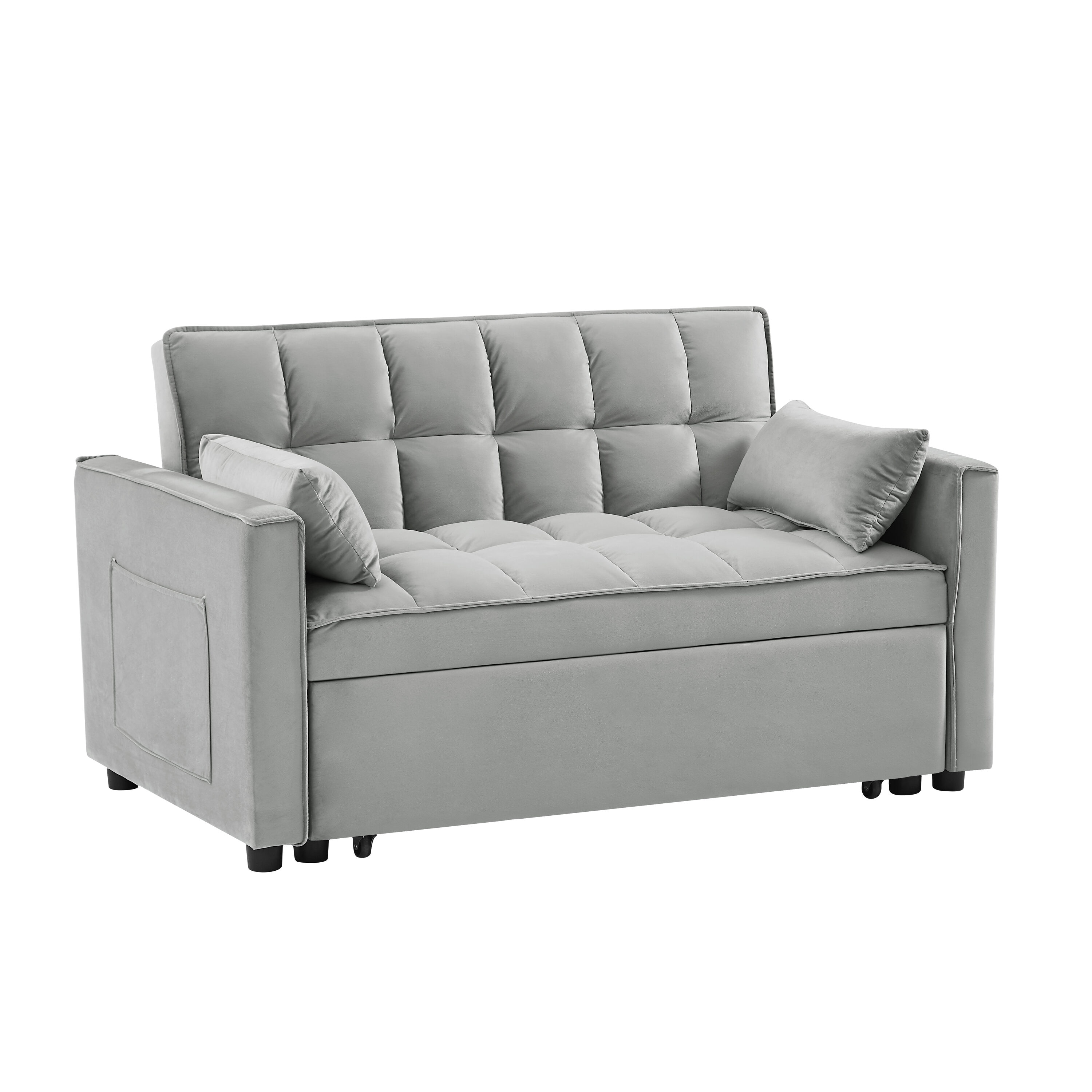 Bybafun YD7500005 Gray Contemporary/Modern Velvet Sofa bed