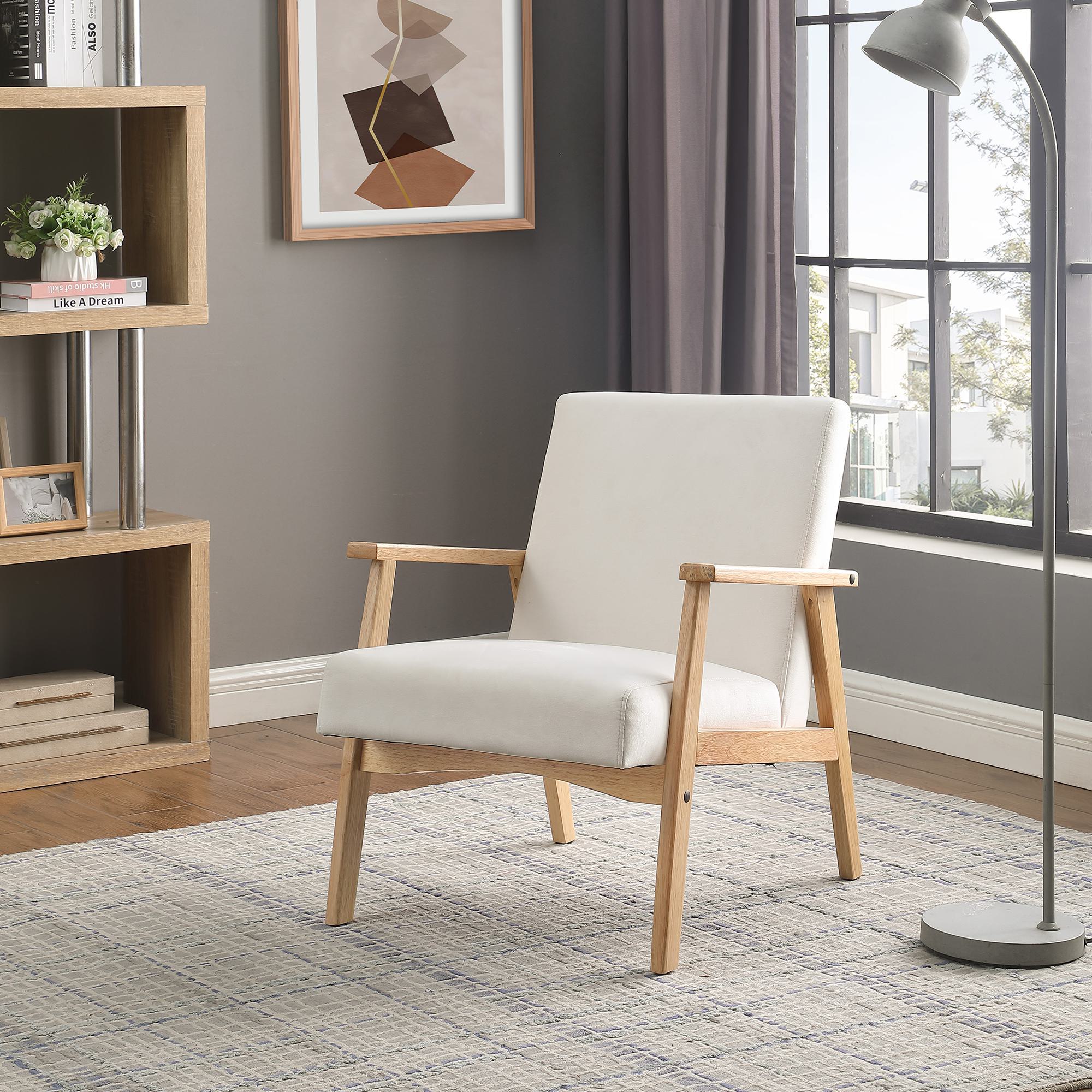 FARATI C400-BEIGE Midcentury BEIGE Velvet Accent Chair