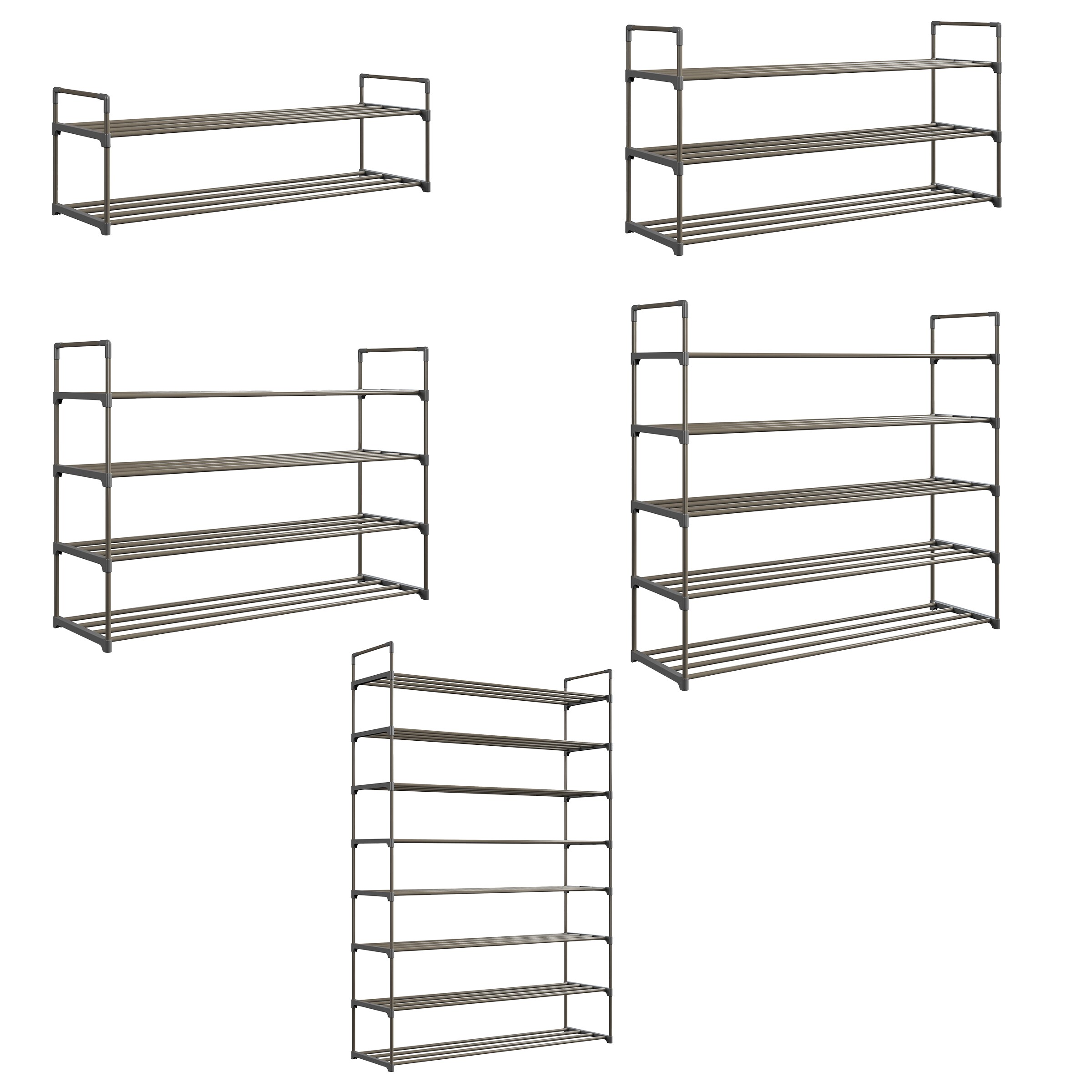 60.6 H 48-Pair 8-Tier Gray Plastic Shoe Rack