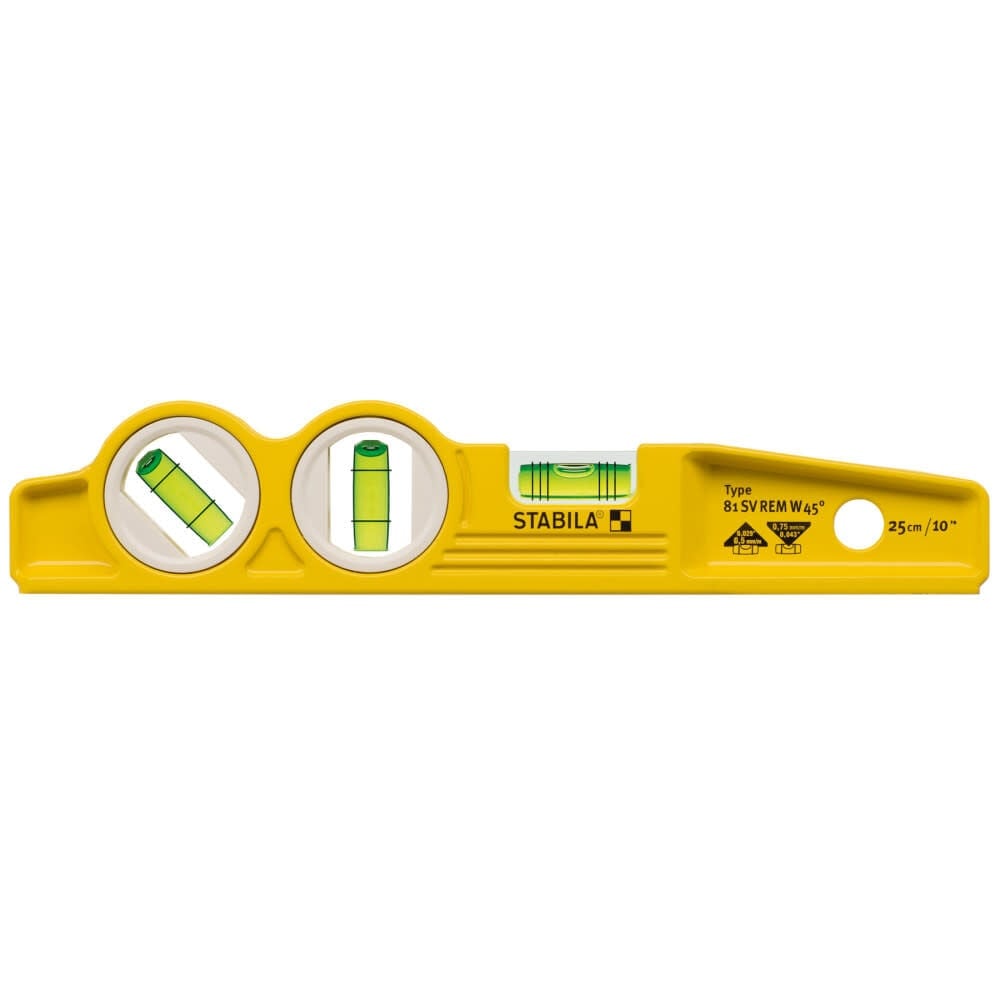 STABILA 349215 25245 Die Cast Magnetic Torpedo Level with 45-Degree Vial and V-Groove Frame