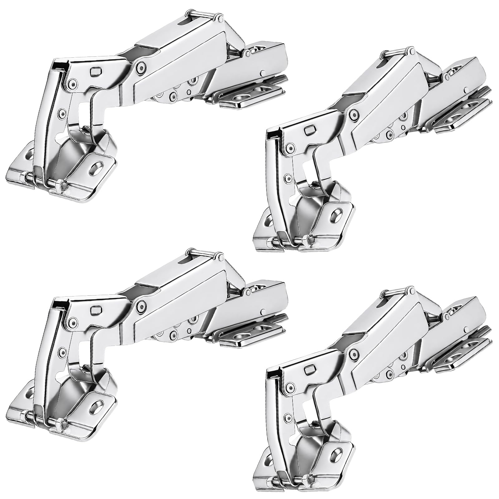 Phyfalip  175 Degree Hinges Frameless Cabinet Doors Hinges 48mm Concealed Hydraulic Adjustable Soft Closing Nickel Plated Steel Buffer Dampers