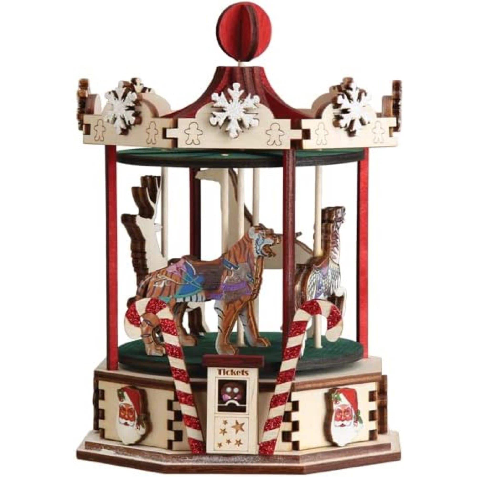 Old World Christmas 729343800565 Ginger Cottage Wooden Ornament for Christmas Tree - Carousel