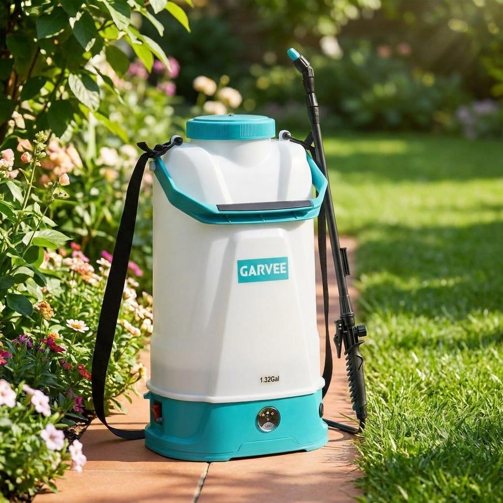 1.32 Gallon Battery Powered Sprayer with Shoulder Strap for Weeding