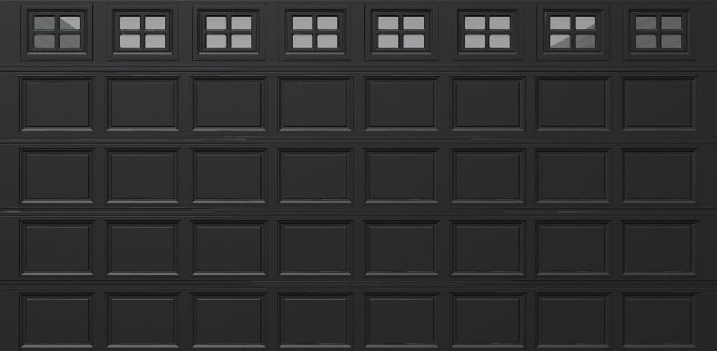 Wayne Dalton 8300CRBLSTCKI168 Classic Steel Model 8300 16-ft x 8-ft Insulated Black Double Garage Door with Windows