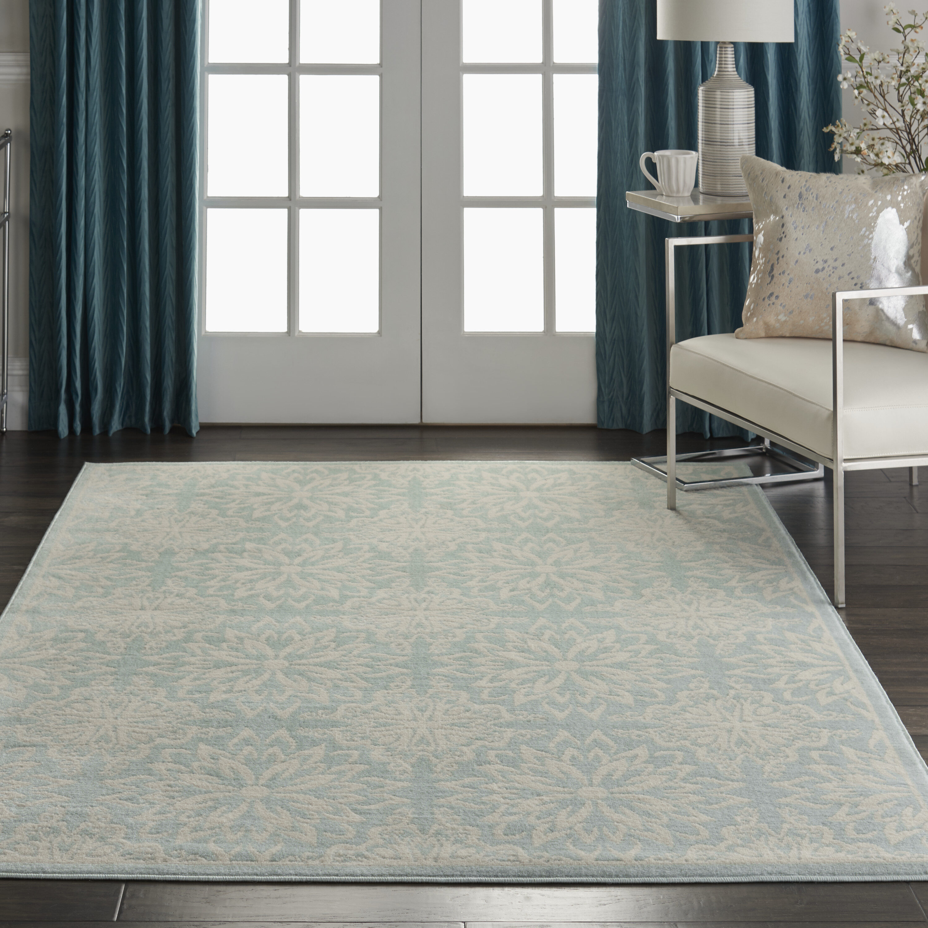 Nourison 99446478269 Jubilant 4 x 6 (ft) Loomed Polypropylene Ivory/green Rectangular Indoor Abstract Farmhouse/Cottage Area rug