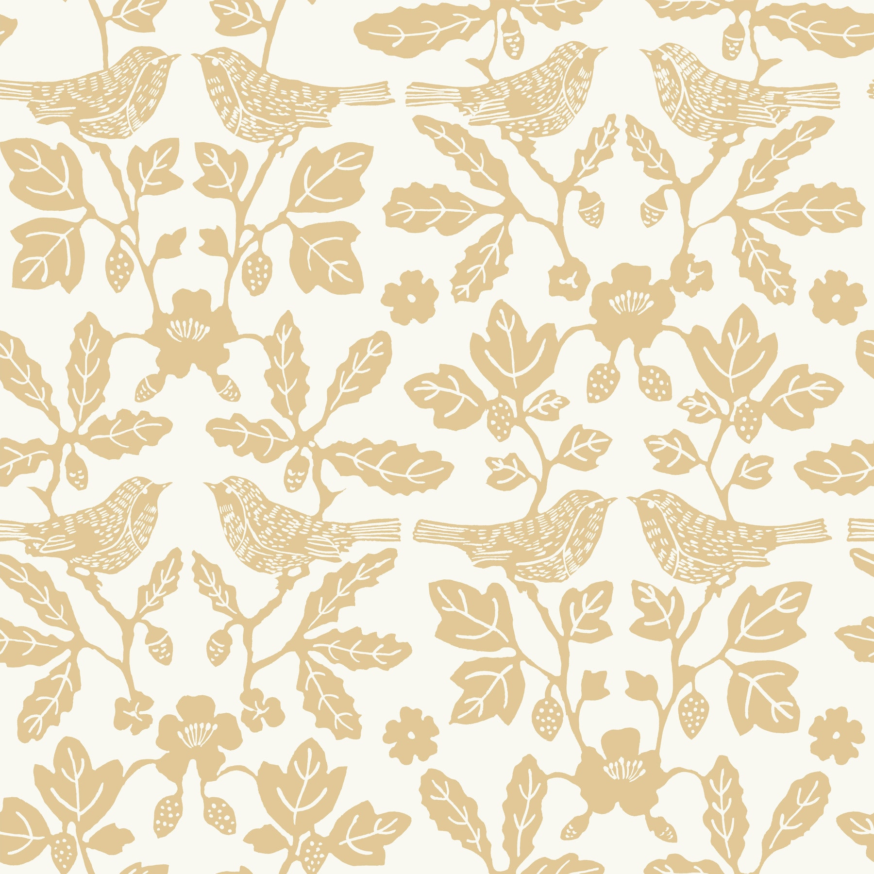 Ochre Yellow Damask Self-Adhesive Peel and Stick Wallpaper