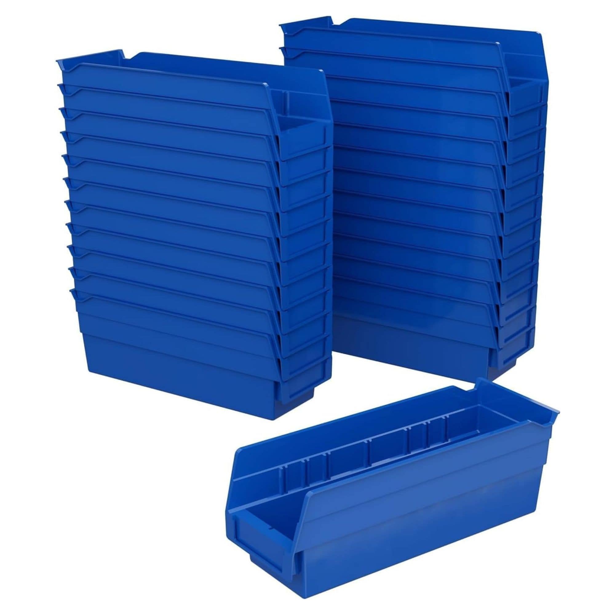 Akro-Mils  24 Pack Plastic Storage Shelf Bins Space-Saving Organizers Blue