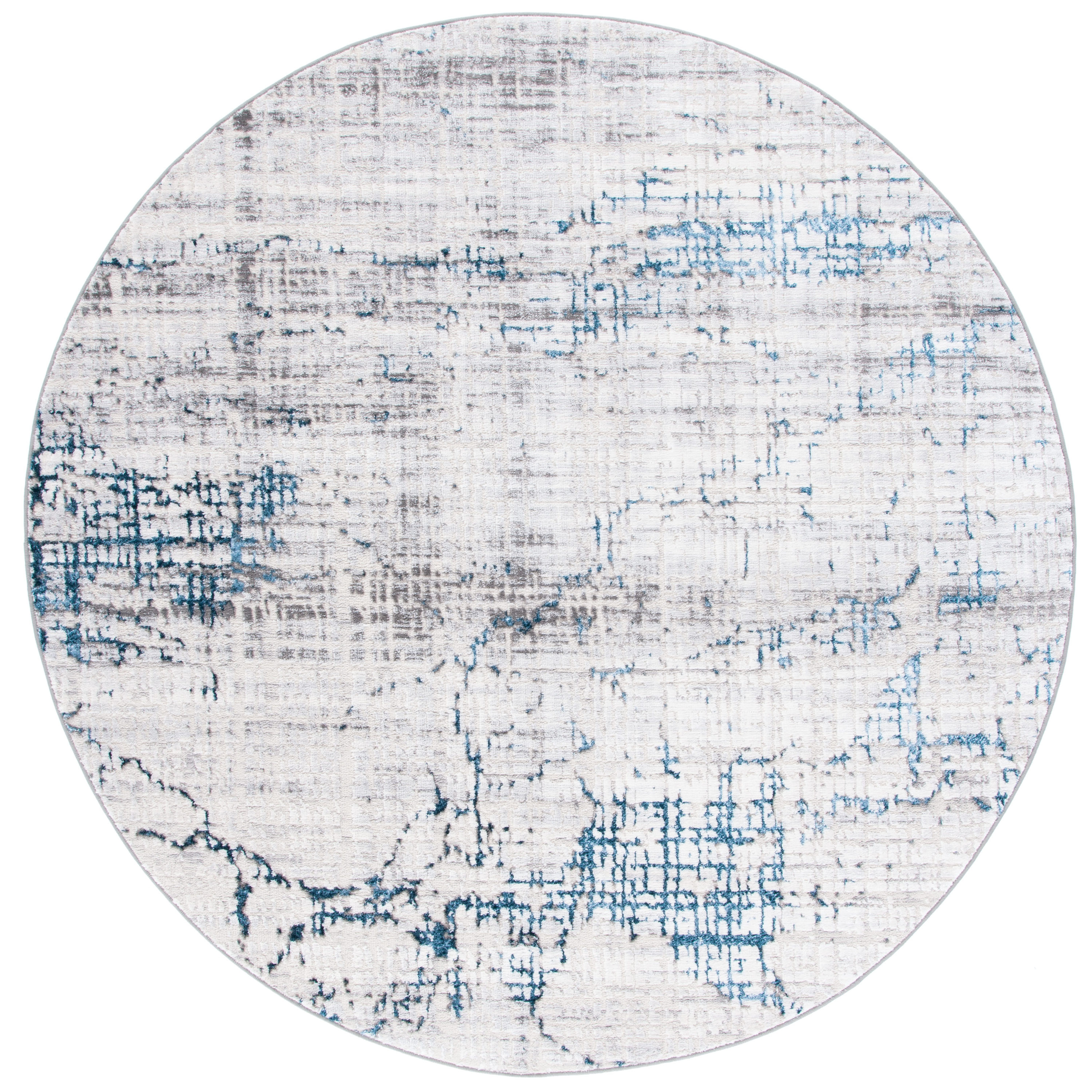 Safavieh ALA248G-7R Amelia Levia 7 x 7 (ft) Loomed Synthetic Gray/Blue Round Indoor Distressed/Overdyed Bohemian/Eclectic Area rug