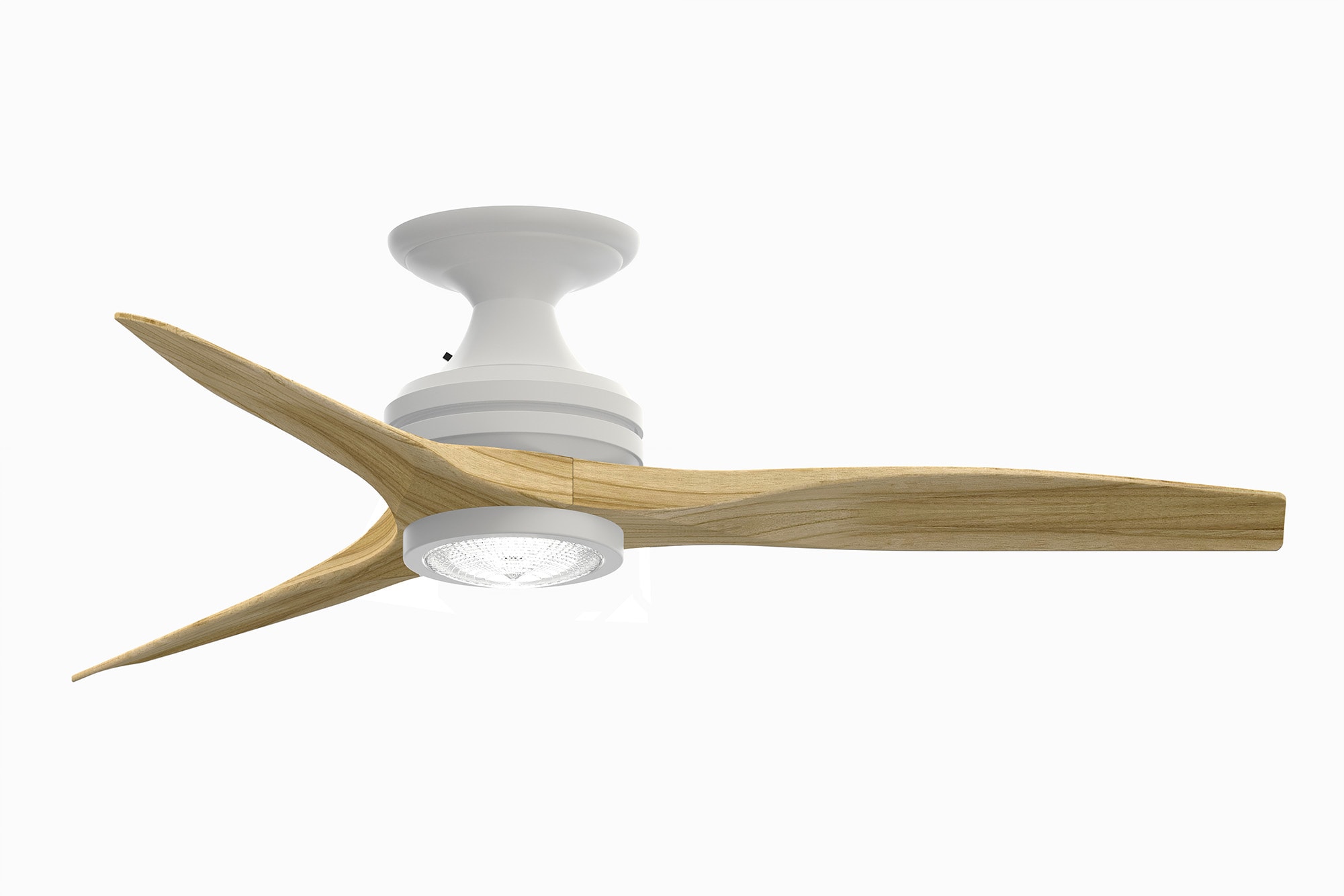 Fanimation Spitfire 48-in Integrated LED Outdoor Flush Mount Matte White with Natural Blades Propeller Ceiling Fan With Light - Remote Included 3 -  FP6721BMW-48N-LK-F