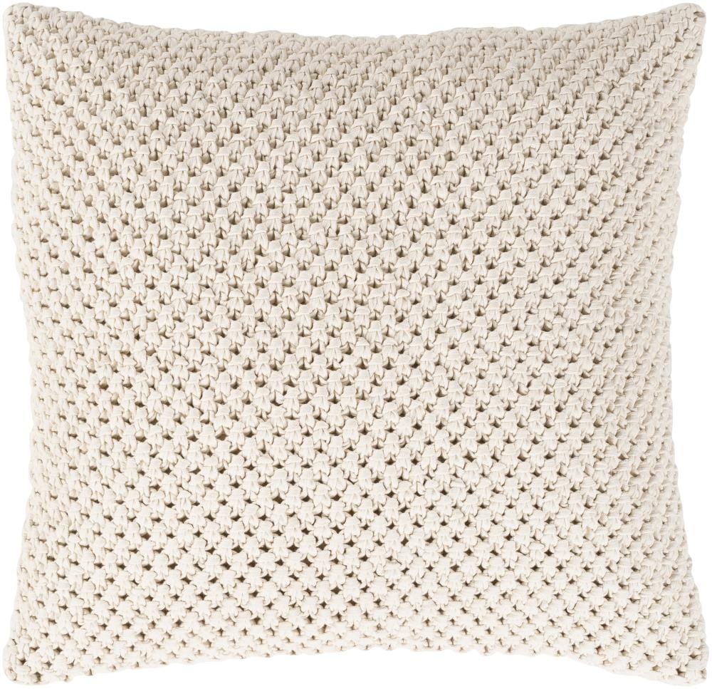 Surya GDA003-1818P Godavari 18-in x 18-in Cream 100% Cotton Indoor Decorative Pillow