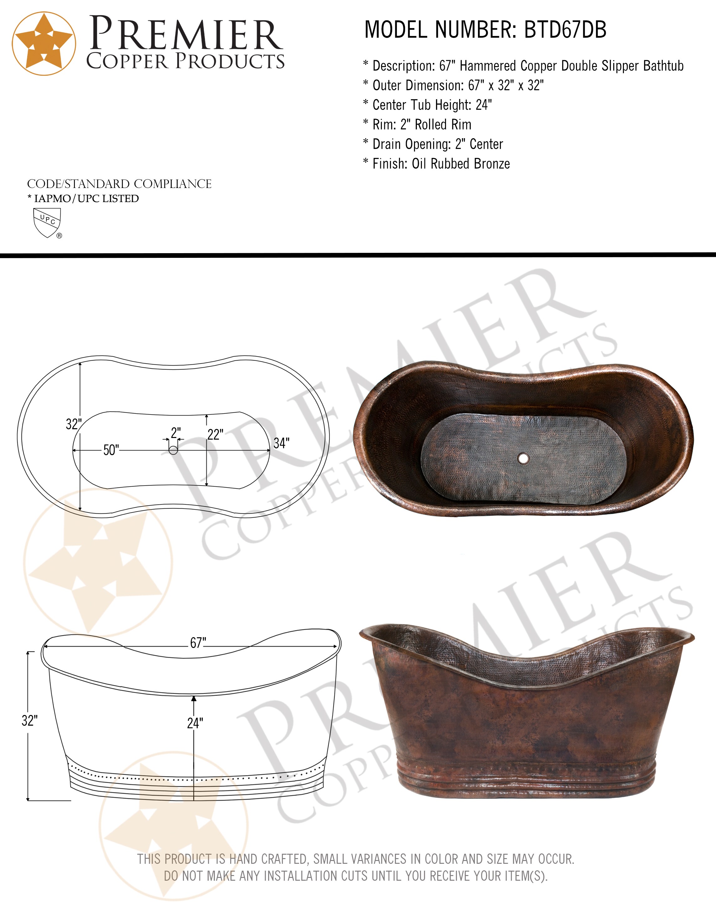 PREMIER COPPER PRODUCTS BTD67DB bathtubs - View #9