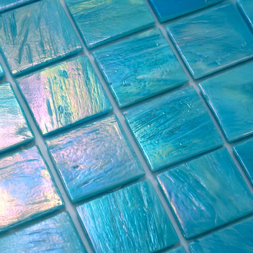 Celestial 12 in. x 12 in. Glossy Light Teal Blue Glass Mosaic Tile