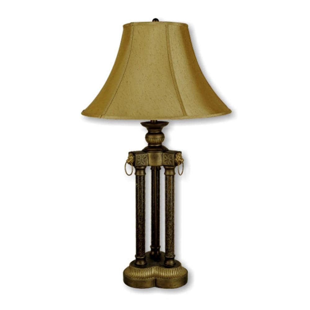 ORE International 8027BT 36-in Gold 3-Way Table Lamp with Linen Shade
