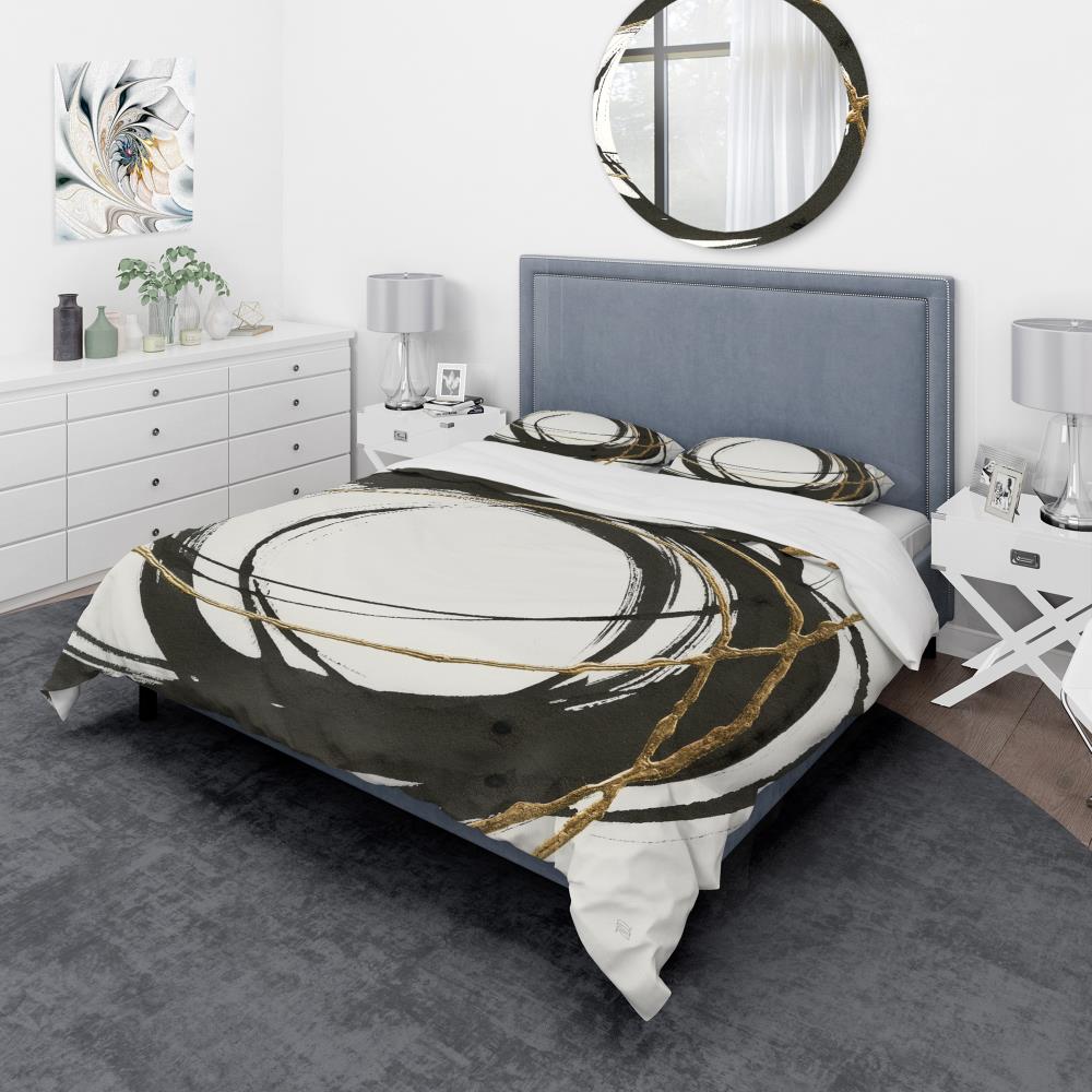 Designart BED30408-K 3 -Piece Black King Duvet cover Set