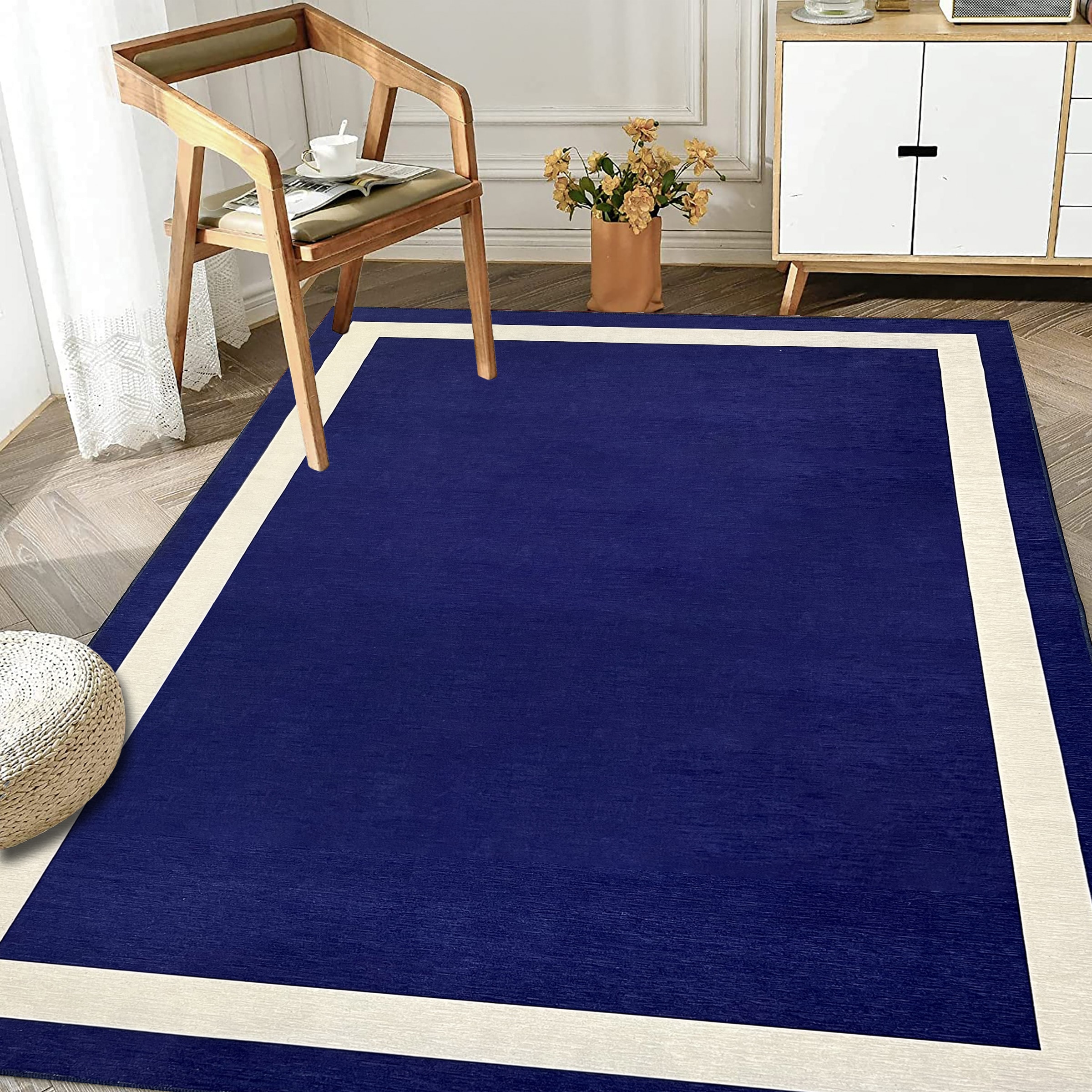 Playa Rug PLY-EVR-NVY-5X8 5 x 8 (ft) Polyester Everest-Blue Beige Rectangular Indoor Border Area rug